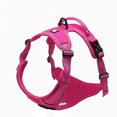 TRUE LOVE Adjustable NoPull Dog Harness Reflective Pup Vest Harnesses Comfortable Control Brilliant Colors TLH5651FushciaS