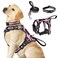 WINSEE Pet Harness Collar and Leash Set Allinone Reflective Dog Harness No Pull with Adjustable Buckles for Puppies Small Medium Large and ExtraLarge Dogs Large Pink