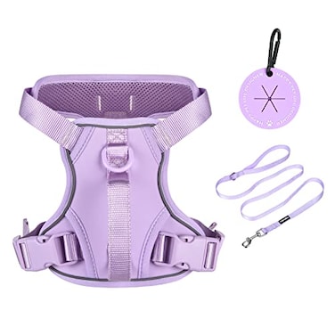 Petmolico Dog Harness for Small Dogs Cute Harness Vest with Two Leash Clips and Soft Handle Reflective Easy Walk Puppy Vest Light Purple Small