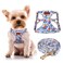 CHEDE No Pull Floral Pattern Dog Harness Lightweight and Soft Harness Adjustable Small Dog Harness and Leash Set with Dog Leash Suitable for Puppy Small and MediumSized Dog XXS Blue Rose