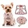 CHEDE No Pull Floral Pattern Dog Harness Lightweight Soft Adjustable Small Harness and Leash Set Suitable for Puppy Small and MediumSized Dog XS Pink Daisy