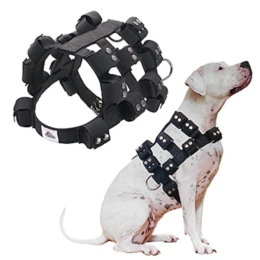Walktime Dog Harness for Small Medium Large Dogs No Pull Dog Weighted Vest Tactical Dog Harness for Pit Bulls with Pockets Adjustable Weight Weight Loss Exercise Walking Muscle