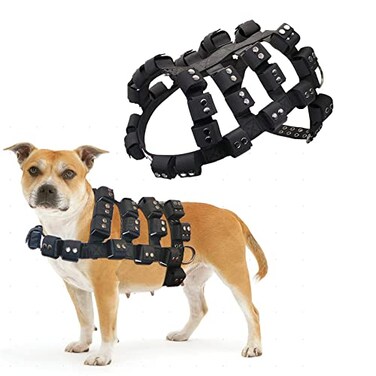Walktime Dog Harness for Small Medium Large Dogs No Pull Dog Weighted Vest Tactical Dog Harness for Pit Bulls with Pockets Adjustable Weight Weight Loss Exercise Walking Muscle