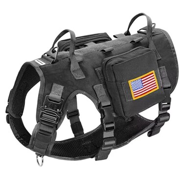 Forestpaw Dog Harness Medium SizedTactical Dog Harness with HandleNo Pull Military Style Service Dog Vest with Pockets Adjustable for Medium Large DogsBlackChest 2235