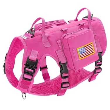 Forestpaw Dog Harness Medium SizedTactical Dog Harness with HandleNo Pull Military Style Service Dog Vest with Pockets Adjustable for Medium DogsHot PinkChest 1725