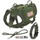 Forestpaw Tactical Dog Harness for Large DogsTactical Dog Collar with Bungee Leash SetNo Pull Military Dog Harness for Walking TrainingAdjustable for Medium Large DogsGreenChest 2740