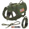 Forestpaw Tactical Dog Harness for Large DogsTactical Dog Collar with Bungee Leash SetNo Pull Military Dog Harness for Walking TrainingAdjustable for Medium Large DogsGreenChest 2740