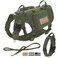 Forestpaw Tactical Dog Harness for Large DogsTactical Dog Collar with Bungee Leash SetNo Pull Military Dog Harness for Walking TrainingAdjustable for Medium Large DogsGreenChest 2740
