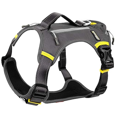 Fida Dog Harness MultiFunctional NoPull Pet Vest Harness with Saddle Bags Backpack Front Leash Clip Adjustable Soft Padded Reflective NoChoke Dog Vest Heavy Duty for Small Dog S Black