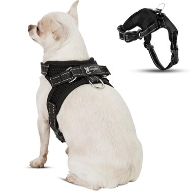 Copatchy No Pull Reflective Adjustable Dog Harness With Handle Comfortable Soft All Weather Mesh Easy On Puppy Harness For Small Medium and Large Dogs Black XSmall