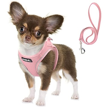 Fida Comfy Dog Harness with Leash Soft Puppy Vest Escape Proof Breathable Lightweight Soft Mesh Adjustable Reflective Stepin Harness for Small Dogs Walking S Pink