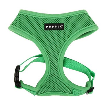 Puppia Soft Dog Harness No Choke OverTheHead Triple Layered Breathable Mesh Adjustable Chest Belt and QuickRelease Buckle Green Large