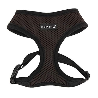 Puppia Soft Dog Harness No Choke OverTheHead Triple Layered Breathable Mesh Adjustable Chest Belt and QuickRelease Buckle Brown Large