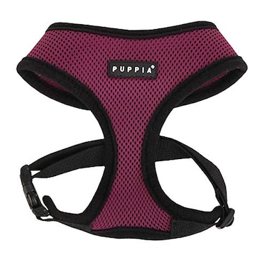 Puppia Soft Dog Harness No Choke OverTheHead Triple Layered Breathable Mesh Adjustable Chest Belt and QuickRelease Buckle Purple Medium