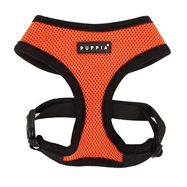 Puppia Soft Dog Harness No Choke OverTheHead Triple Layered Breathable Mesh Adjustable Chest Belt and QuickRelease Buckle Orange Medium