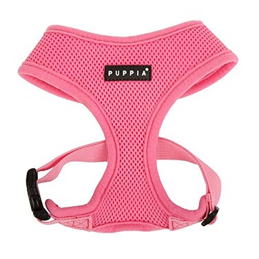 Puppia Soft Dog Harness No Choke OverTheHead Triple Layered Breathable Mesh Adjustable Chest Belt and QuickRelease Buckle Pink Large