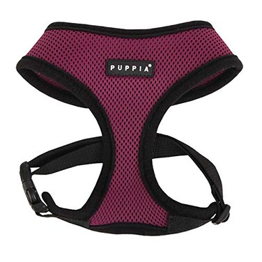 Puppia Soft Dog Harness No Choke OverTheHead Triple Layered Breathable Mesh Adjustable Chest Belt and QuickRelease Buckle Purple XLarge