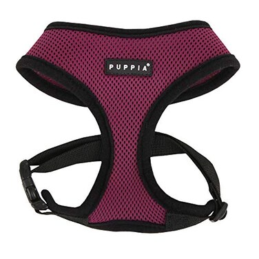 Puppia Soft Dog Harness No Choke OverTheHead Triple Layered Breathable Mesh Adjustable Chest Belt and QuickRelease Buckle Purple Small