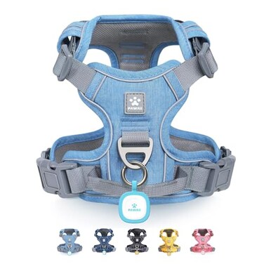 Pawaii No Pull Dog Harness with Pet ID TagReflective Strips No Choke Front O Ring Breathable Mesh Adjustable Soft Padded Pet Vest with Easy Control Handle for Small Dogs
