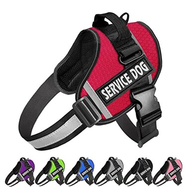 JSXD Dog HarnessNoPull Service Dog Harness with Handle Adjustable Outdoor Pet Dog Vest 3M Reflective Nylon Material Vest for BreedsEasy Control for Small Medium Large Dogs
