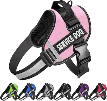JSXD Dog HarnessNoPull Service Dog Harness with Handle Adjustable Outdoor Pet Dog Vest 3M Reflective Nylon Material Vest for BreedsEasy Control for Small Medium Large Dogs