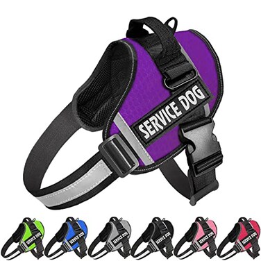 JSXD Dog HarnessNoPull Service Dog Harness with Handle Adjustable Outdoor Pet Dog Vest 3M Reflective Nylon Material Vest for BreedsEasy Control for Small Medium Large Dogs