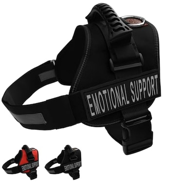 ALBCORP Emotional Support Dog Vest Reflective Harness Woven Nylon Comfy Mesh Padding Sizes from XXS to XL Emotional Support Dog Patches Included Black Medium