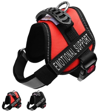 ALBCORP Emotional Support Dog Vest Harness Sizes XXS to XL Reflective ESA Vest Breathable Mesh Padding 2 Removable Patches Red XXS