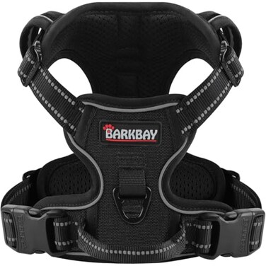 BARKBAY Dog Harness No Pull for Medium Dogs Adjustable Reflective Comfortable No Choke HeavyDuty Perfect for Outdoor Training Walking and Hiking Strong Durable M Black