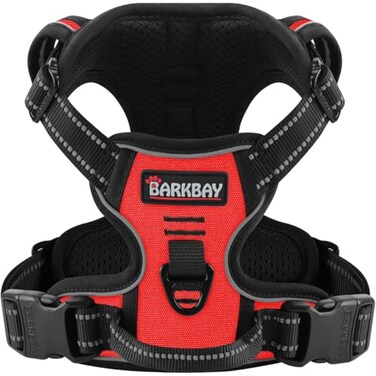 BARKBAY Dog Harness No Pull for Large Dogs Adjustable Reflective Comfortable No Choke HeavyDuty Perfect for Outdoor Training Walking and Hiking Strong Durable L Red