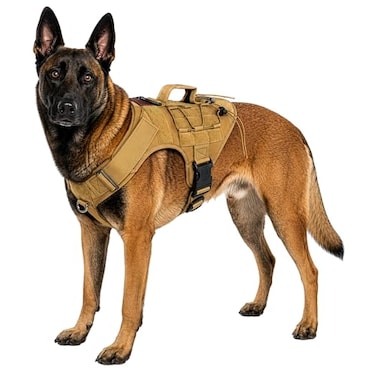Albcorp Tactical Dog Harness Heavy Duty NoPull Training Vest for Large Breeds Military Service Dog Vest with Front Leash Clip Hook Loop Panels Padded Handle Coyote Brown Large