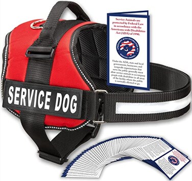 Industrial Puppy Service Dog Vest Harness Durable Adjustable Vest for Dog with Reflective Straps Removable Patches 50 ADA Cards Handle DRing Travel and Daily Use Bright Red Medium 2532