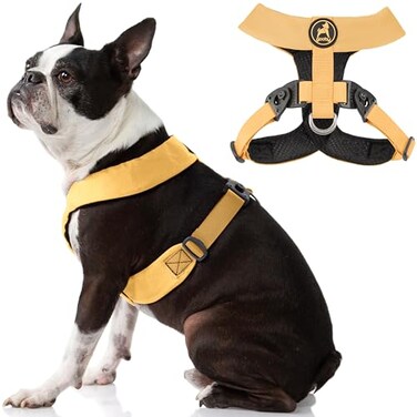 Gooby Comfort X Harness Dual Snap Yellow Large No Pull Small Dog Harness with Rotational Buckles and Patented ChokeFree X Frame Dog Harness for Medium Dogs No Pull and Small Dogs