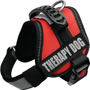 Albcorp Reflective Therapy Dog Vest Harness with 2 Removable Patches Adjustable Woven Nylon for Therapy Visits and Volunteer Programs Red Extra Small