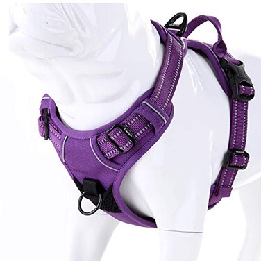 JUXZH Truelove No Pull Dog Harness with Easy Control Handle and 2 Leash Attachments Reflective Adjustable Pet Vest