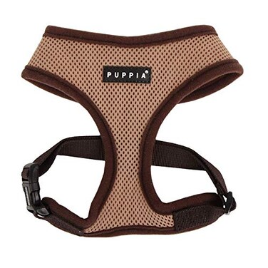 Puppia Soft Dog Harness No Choke OverTheHead Triple Layered Breathable Mesh Adjustable Chest Belt and QuickRelease Buckle Beige XXLarge