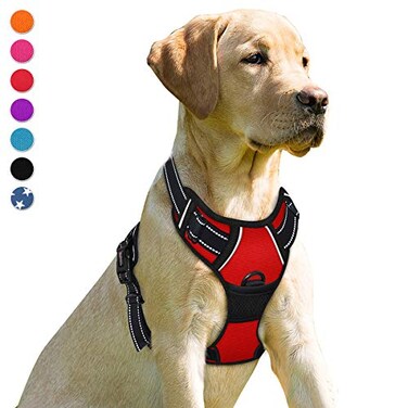 BARKBAY No Pull Dog Harness Front Clip Heavy Duty Reflective Easy Control Handle for Large Dog WalkingRedS