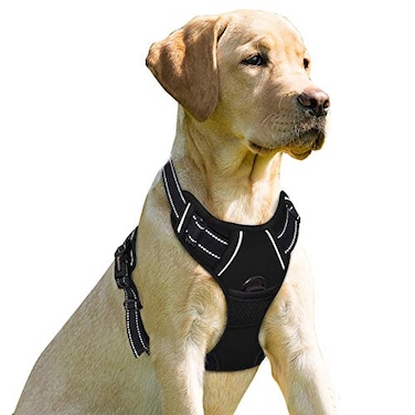 BARKBAY No Pull Dog Harness Front Clip Heavy Duty Reflective Easy Control Handle for Large Dog WalkingBlackS