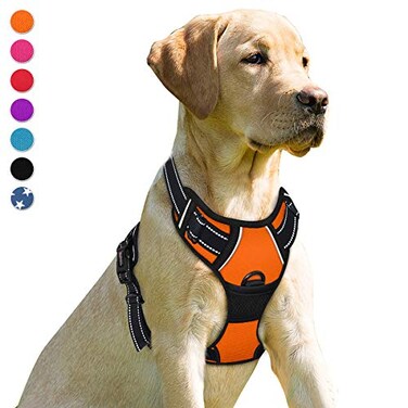 BARKBAY No Pull Dog Harness Front Clip Heavy Duty Reflective Easy Control Handle for Large Dog WalkingOrangeM