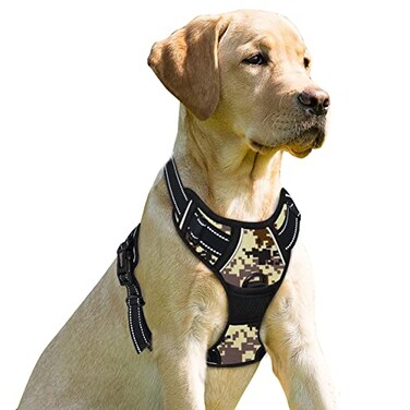 BARKBAY No Pull Dog Harness Front Clip Heavy Duty Reflective Easy Control Handle for Large Dog WalkingDesert camoXL