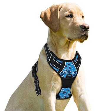 BARKBAY No Pull Dog Harness Front Clip Heavy Duty Reflective Easy Control Handle for Large Dog WalkingBlue camoM