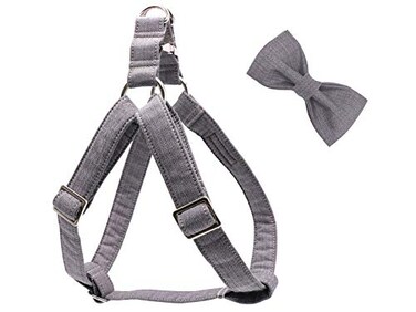 Lionet Paws Dog Harness with Bowtie Cotton NoPull Adjustable Pet Harness with Metal Buckle for Small Medium Large Dogs