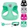 PUPTECK Adjustable Dog Harness Collar and Leash Set Step in No Pull Pet Harness for Small Medium Dogs Puppy and Cats Outdoor Walking Running Soft Mesh Padded Reflective Vest Harnesses Solid Green S