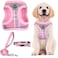 PUPTECK Adjustable Dog Harness Collar and Leash Set Step in No Pull Pet Harness for Small Medium Dogs Puppy and Cats Outdoor Walking Running Soft Mesh Padded Reflective Vest Harnesses Pink M