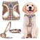 PUPTECK Adjustable Dog Harness Collar and Leash Set Step in No Pull Pet Harness for Small Medium Dogs Puppy and Cats Outdoor Walking Running Soft Mesh Padded Reflective Vest Harnesses Khaki XL
