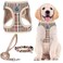 PUPTECK Adjustable Dog Harness Collar and Leash Set Step in No Pull Pet Harness for Small Medium Dogs Puppy and Cats Outdoor Walking Running Soft Mesh Padded Reflective Vest Harnesses Khaki XL