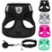 PUPTECK Adjustable Dog Harness Collar and Leash Set Step in No Pull Pet Harness for Small Medium Dogs Puppy and Cats Outdoor Walking Running Soft Mesh Padded Reflective Vest Harnesses Solid Black S