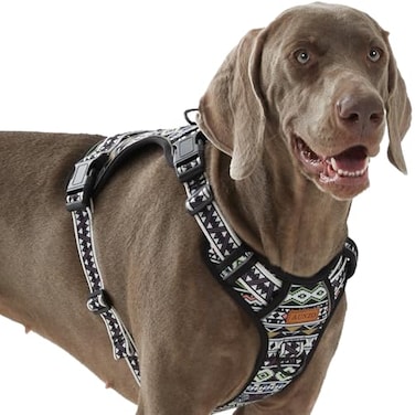 AUNZO Heavy Duty No Pull Dog Harness for Large Dogs Labrador Golden Retriever German Shepherd Adjustable Soft Padded Dog Vest Breathable Pet Oxford Vest with Easy Control Handle Black Ethnic L