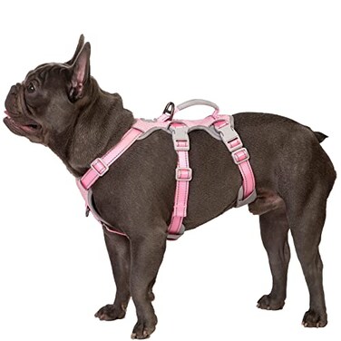 Huntboo Escape Proof Dog Harness Escape Artist Harness Fully Reflective Harness with Padded Handle BreathableDurable Adjustable Vest for Medium Dogs Walking Training and Running Gear PinkM