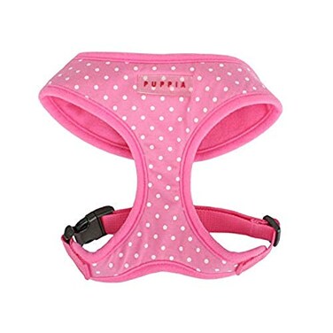 Puppia Dotty Dog Harness OverTheHead No Pull No Choke Walking Training Adjustable for Small Medium Dog Medium Pink